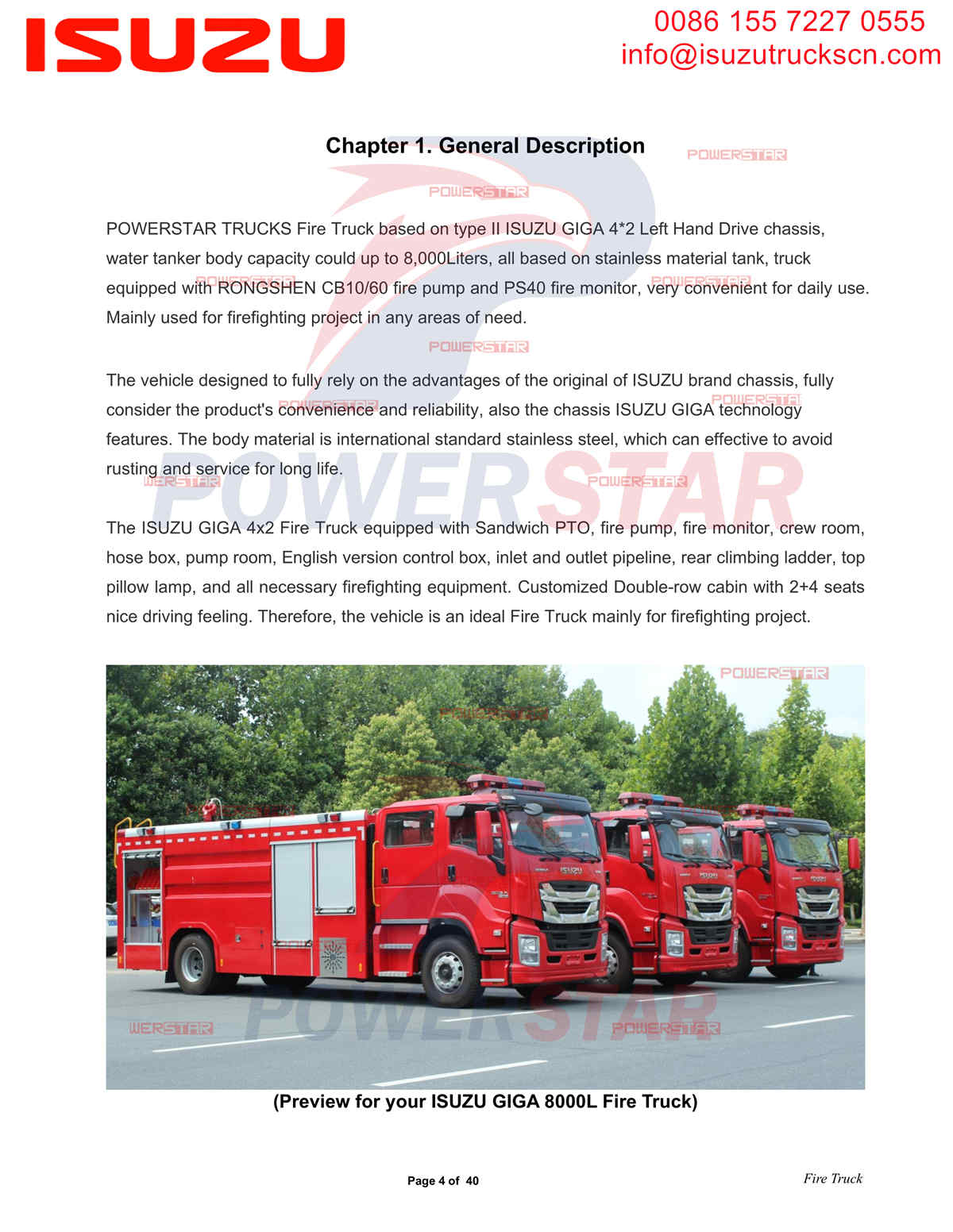 Isuzu giga water fire fighting trucks on sale