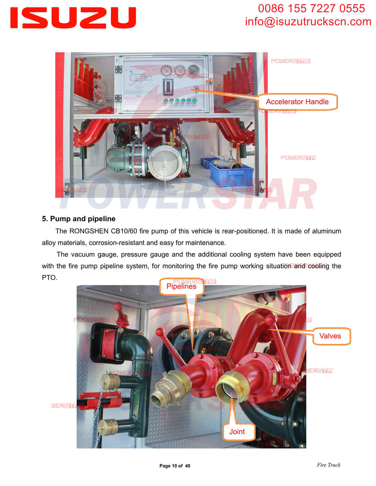 Isuzu fire trucks control panel