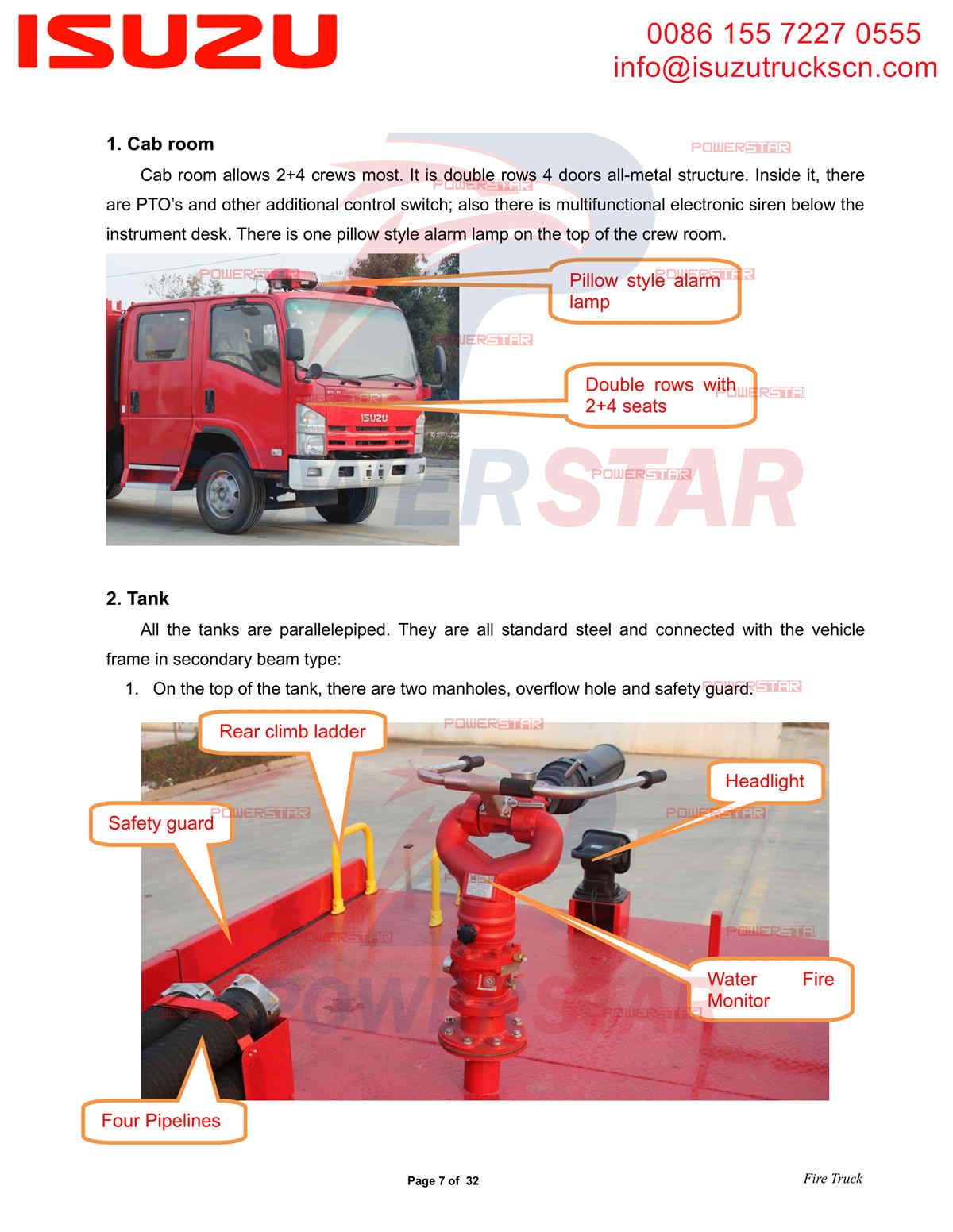 POWERSTAR ISUZU Fire Truck Manual export Sierra Leone