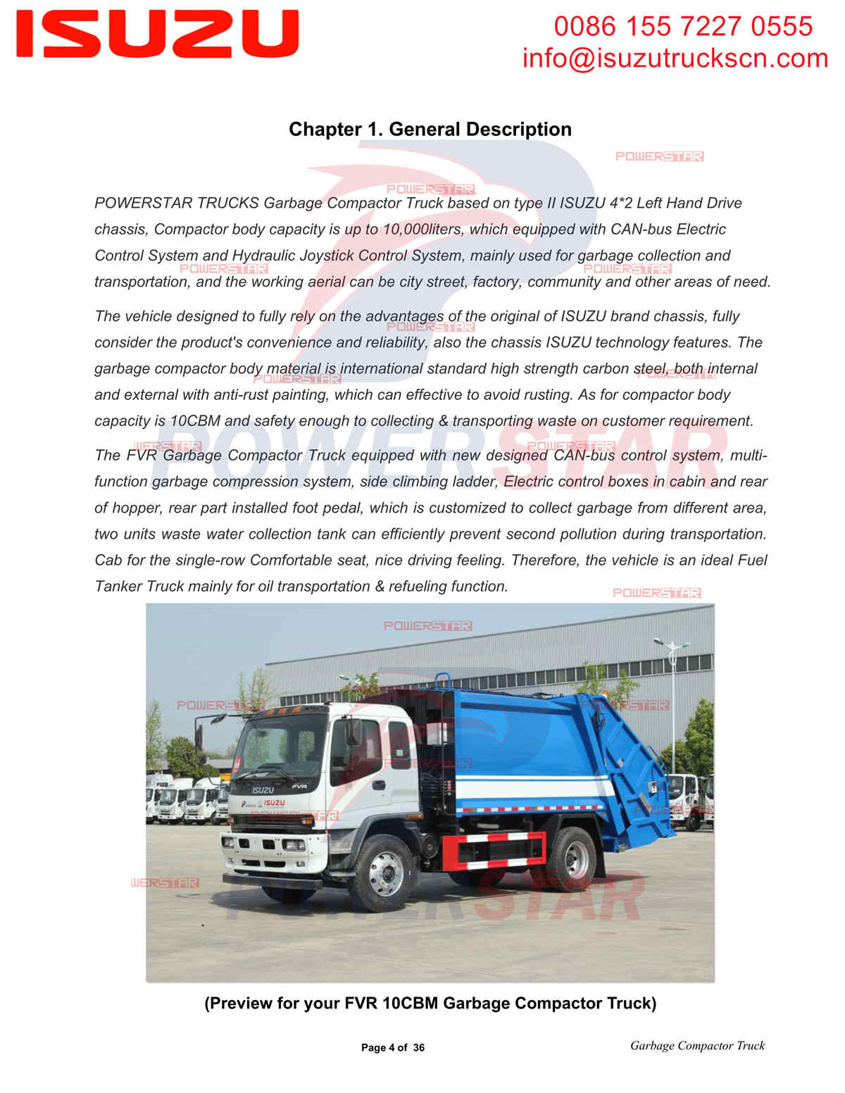 POWERSTAR Garbage Compactor Truck Operation Manual
