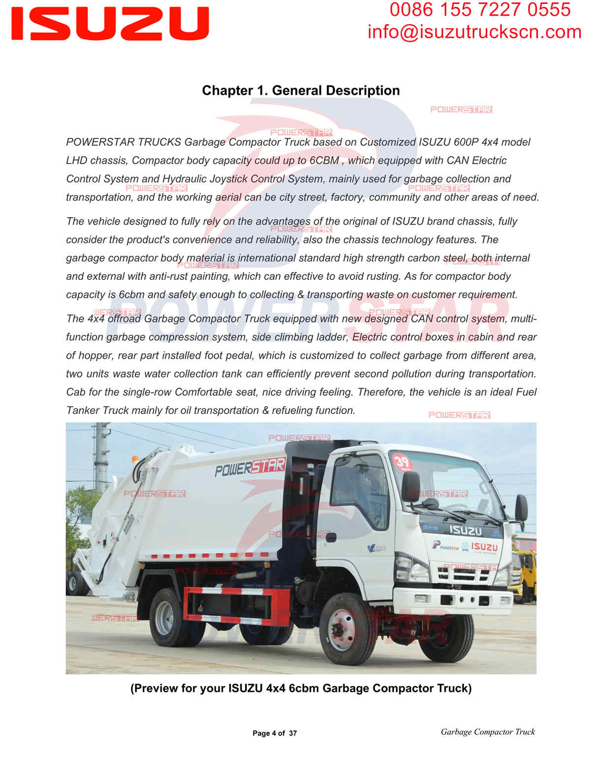 POWERSTAR Garbage Compactor Operation Manual