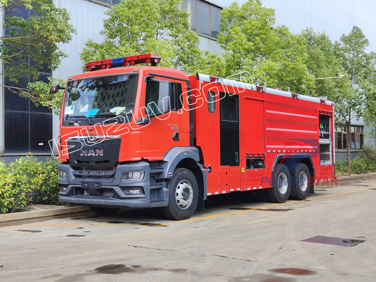Germany 6x4 MAN TG5 Rescue Fire Engine Truck 12000L water with hale CB10/100-RSD fire pump Akron PSKD 10/80WB monitor
