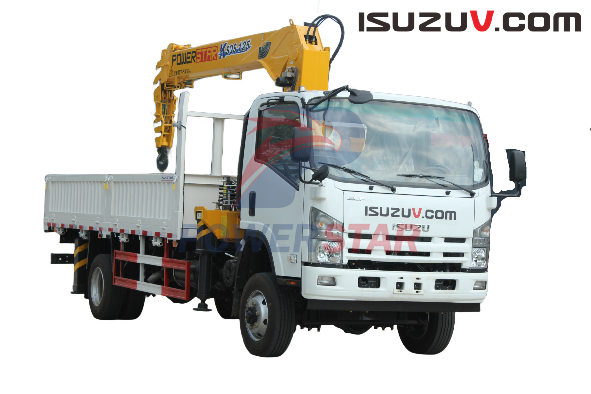 Japan ISUZU NPR off road truck chassis cargo truck mounted crane for sale