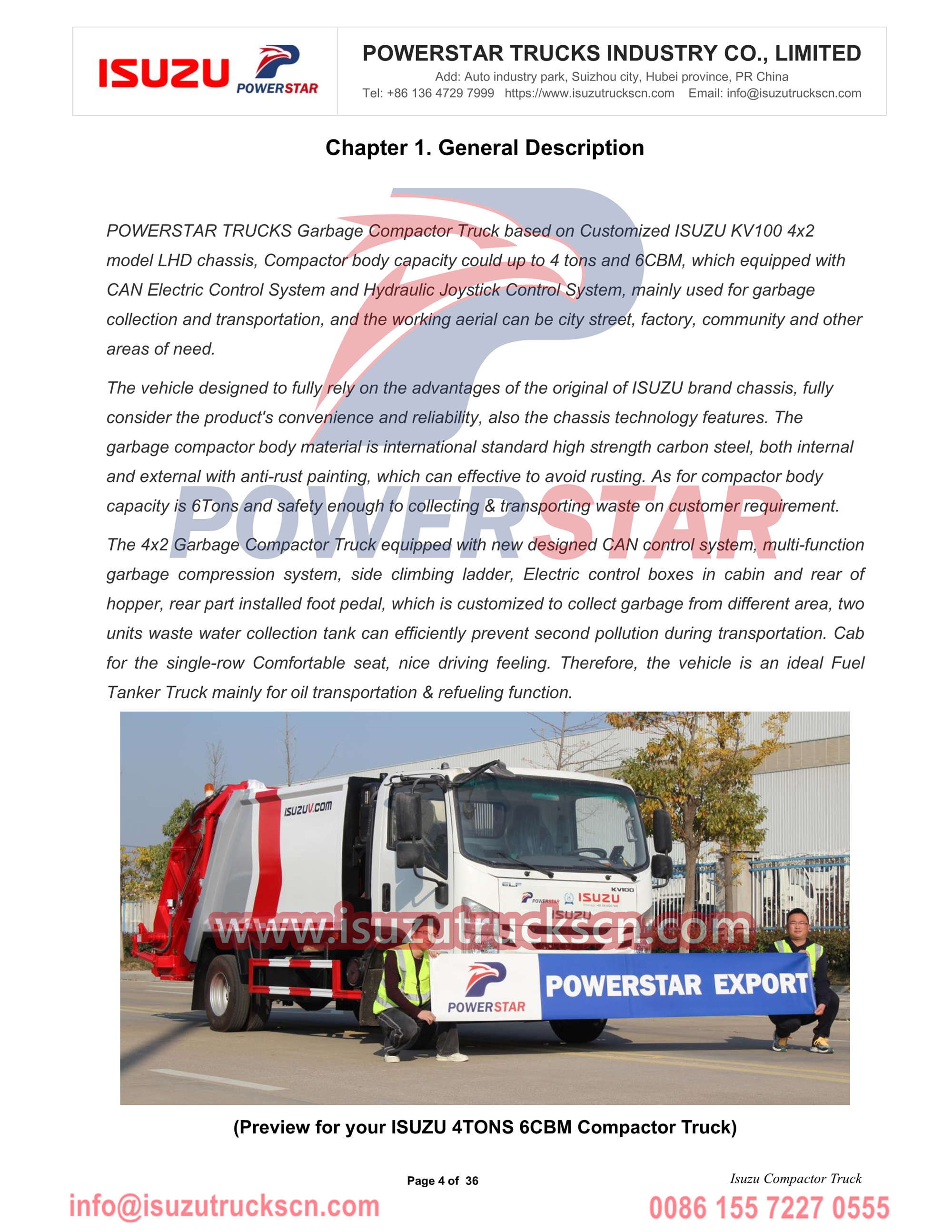 ISUZU NPR refuse compactor truck export Moldova manual
