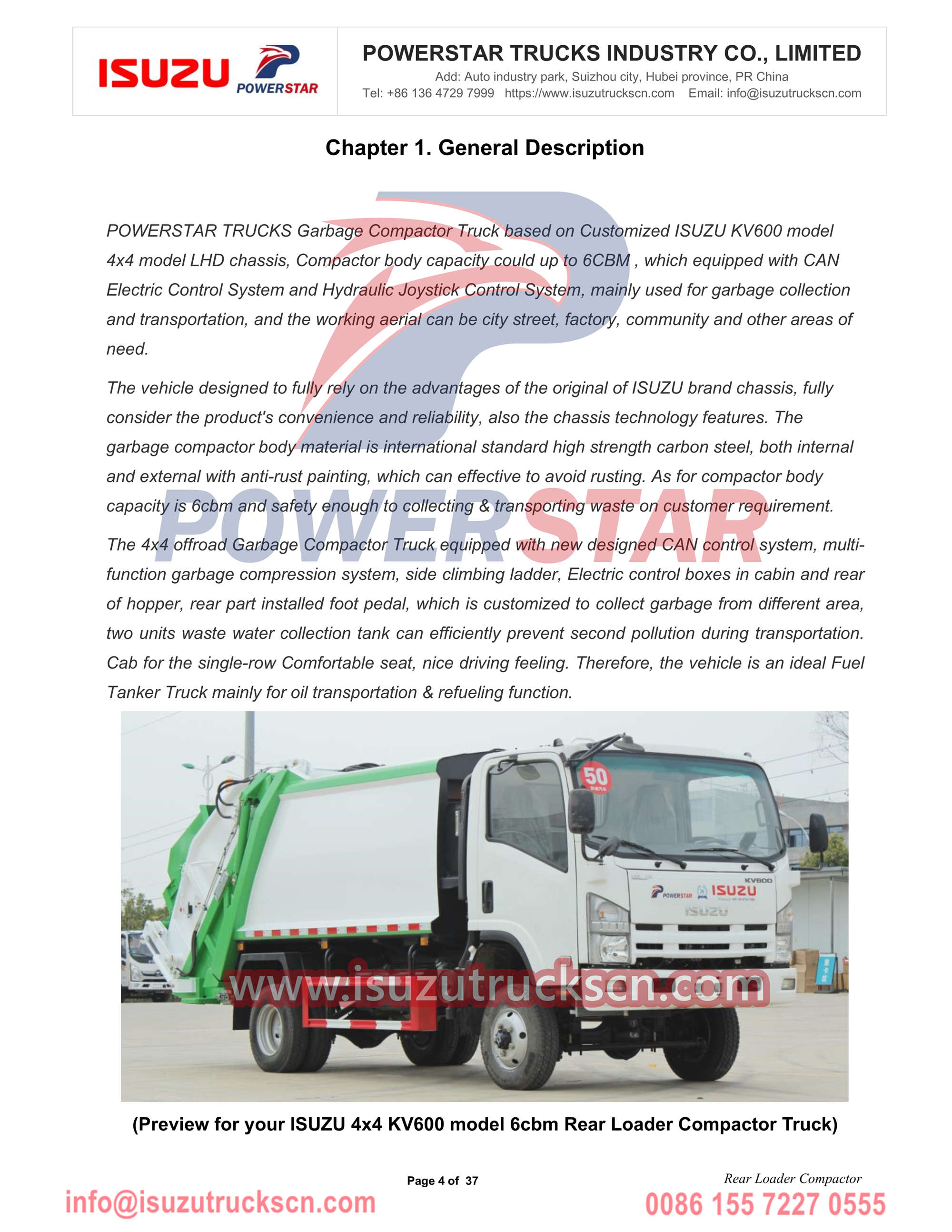 ISUZU NKR 4x4 offroad refuse compactor truck
