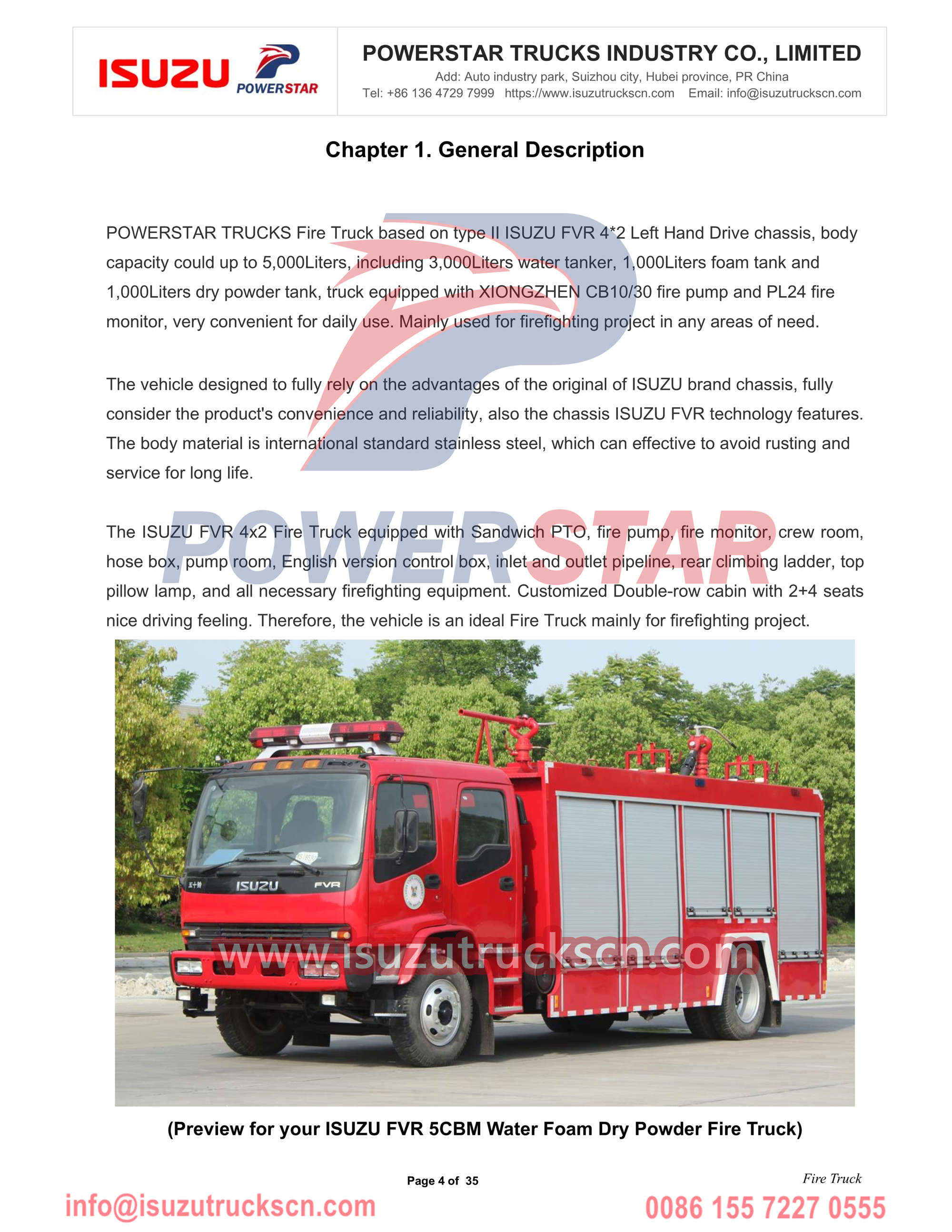 ISUZU Fire Truck FVR 6cbm fire engine