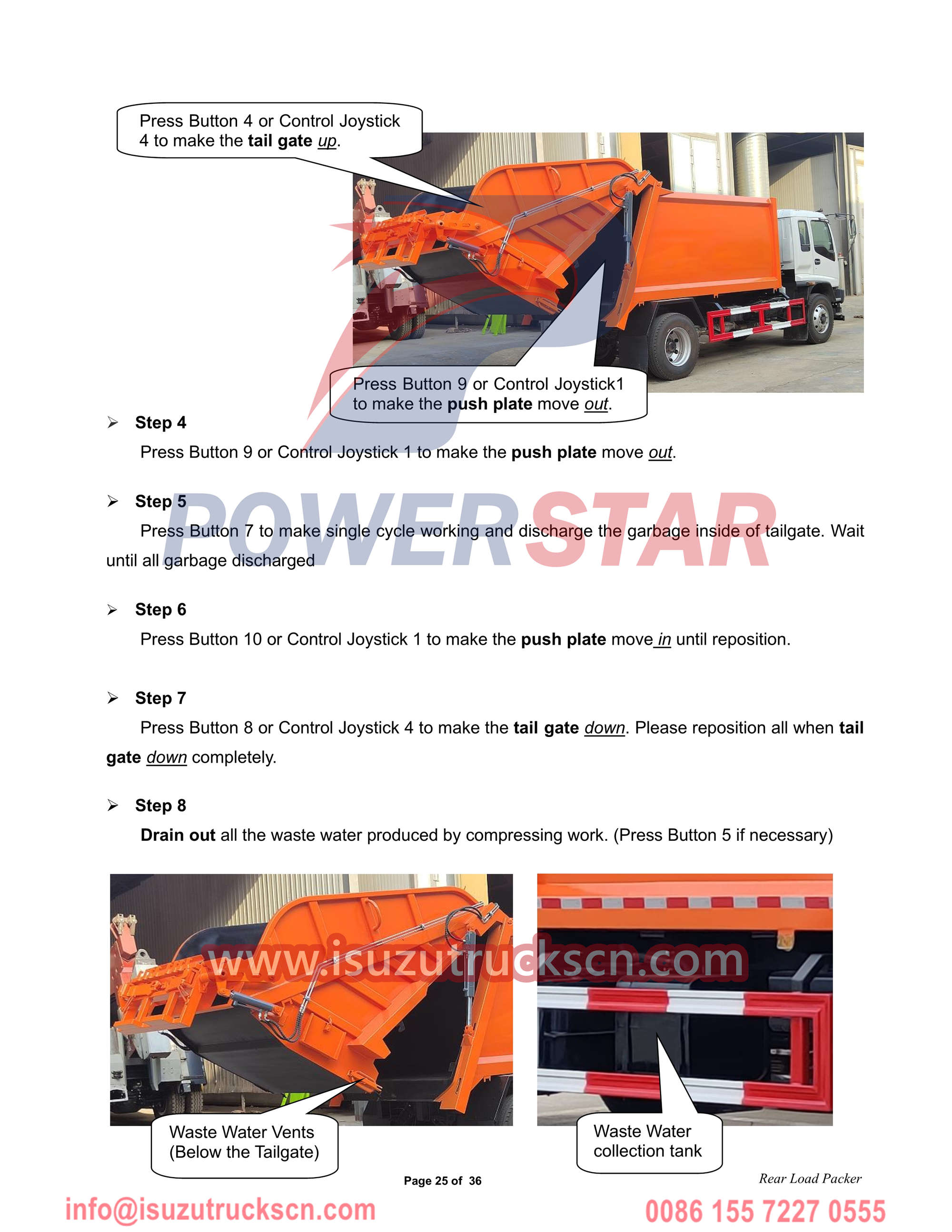 Isuzu rear loader garbage truck