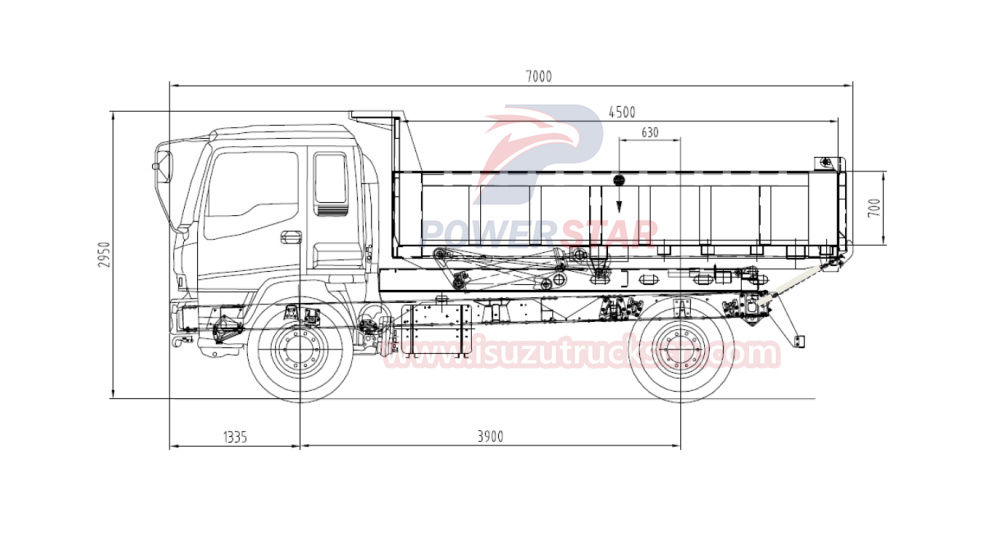 technical drawing for Brand new FTR 4×2 10 tons tipper truck at best price