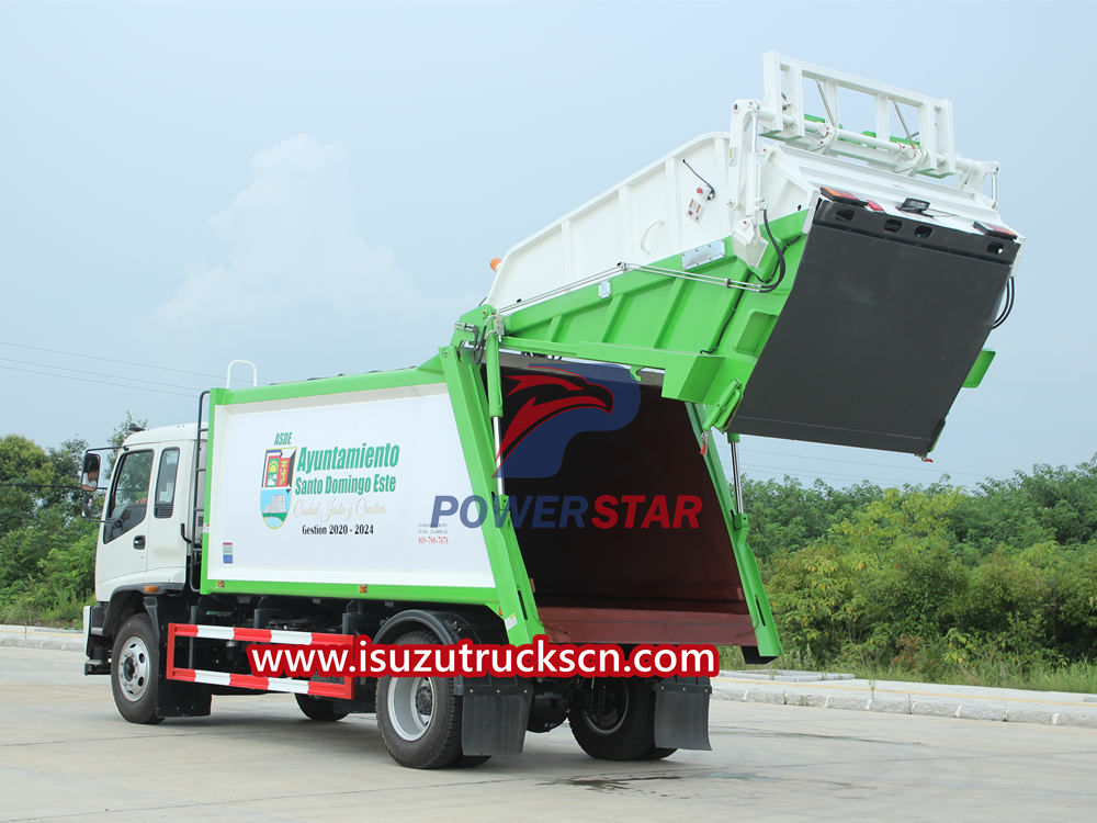 Isuzu trash compactor truck