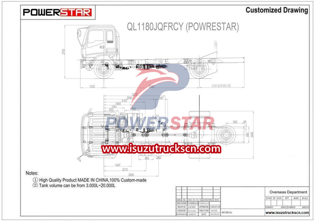 Isuzu FTR truck chassis drawing