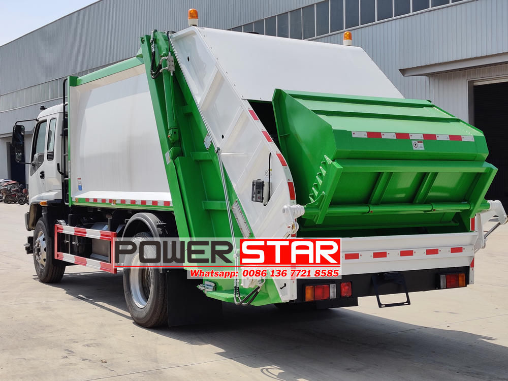 Isuzu rear loader compactor truck