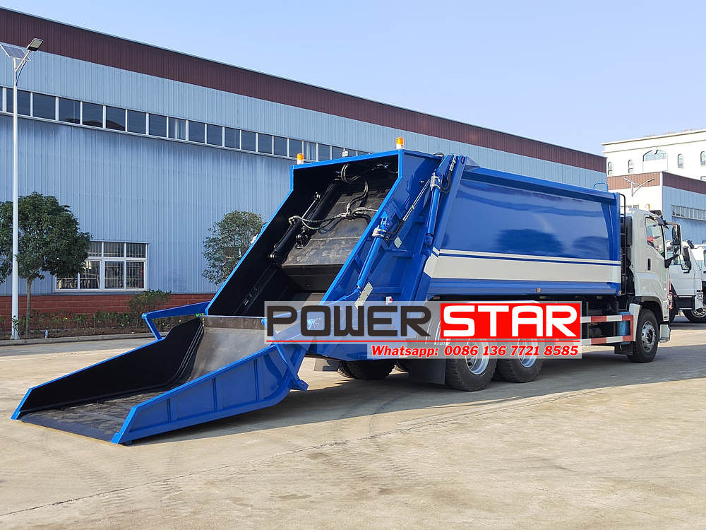Isuzu split rear loader garbage truck