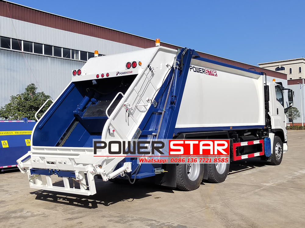 Isuzu split rear loader garbage truck