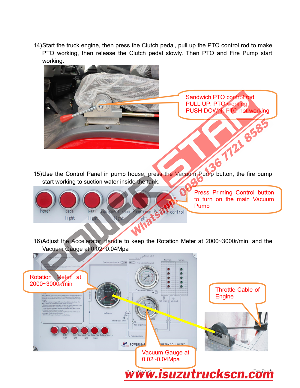 POWERSTAR ISUZU 100P Water & Foam Fire Truck Manual