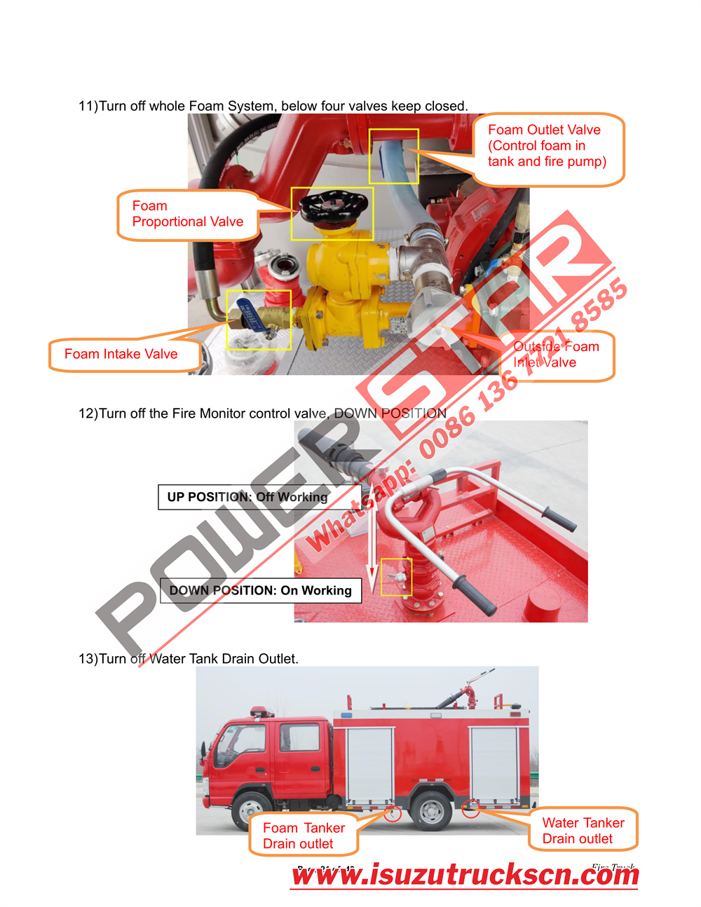 POWERSTAR ISUZU 100P Water & Foam Fire Truck Manual