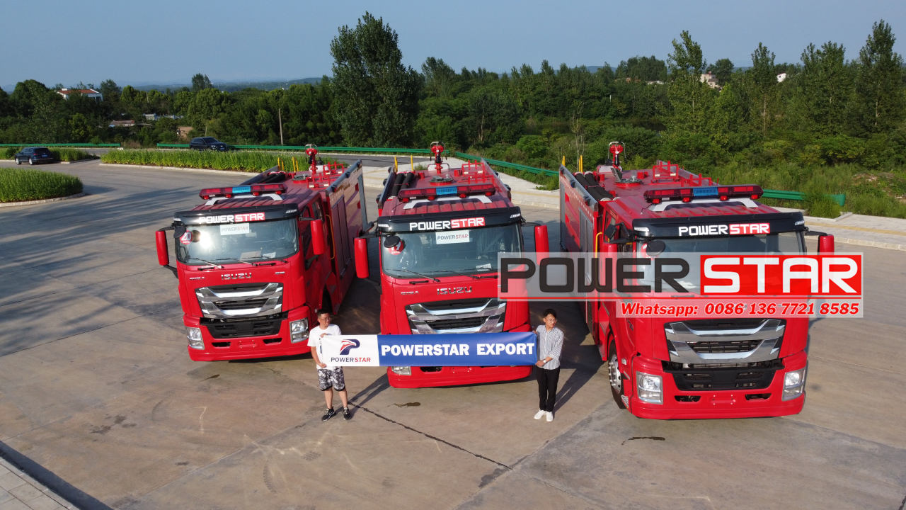 ISUZU GIGA Custom Fire Rescue Trucks Rain Test and Fire Monitor Test