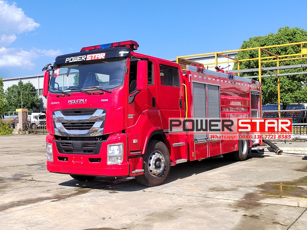 ISUZU GIGA Custom Fire Rescue Trucks Rain Test and Fire Monitor Test