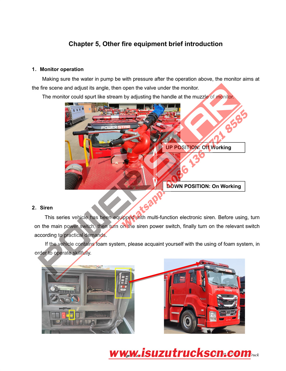 ISUZU GIGA 4000L Water & 200L Foam Fire Truck Manual