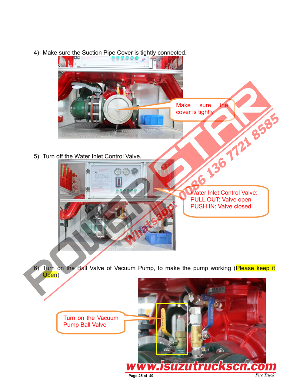 POWERSTAR ISUZU GIGA Water Fire Truck Manual