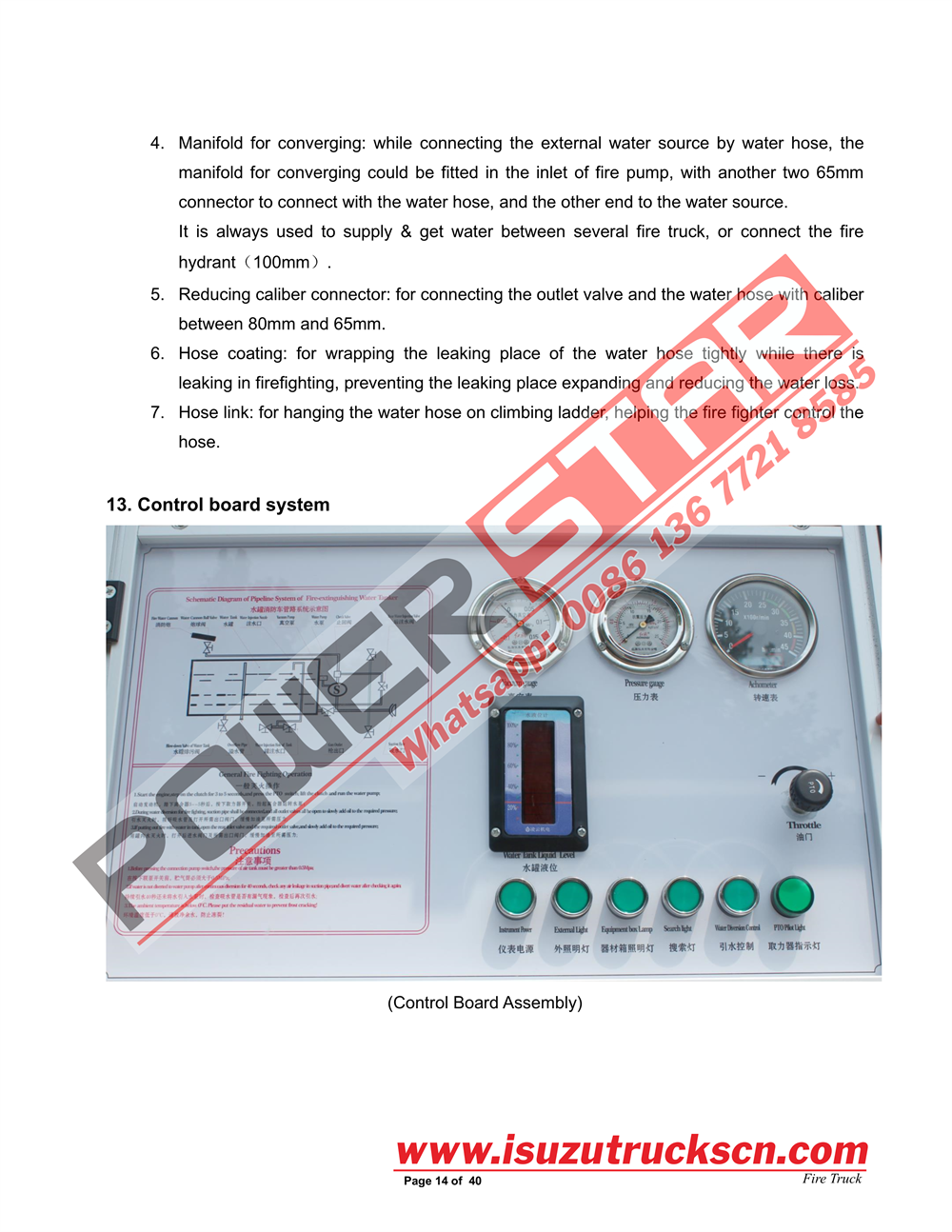 POWERSTAR ISUZU GIGA Water Fire Truck Manual