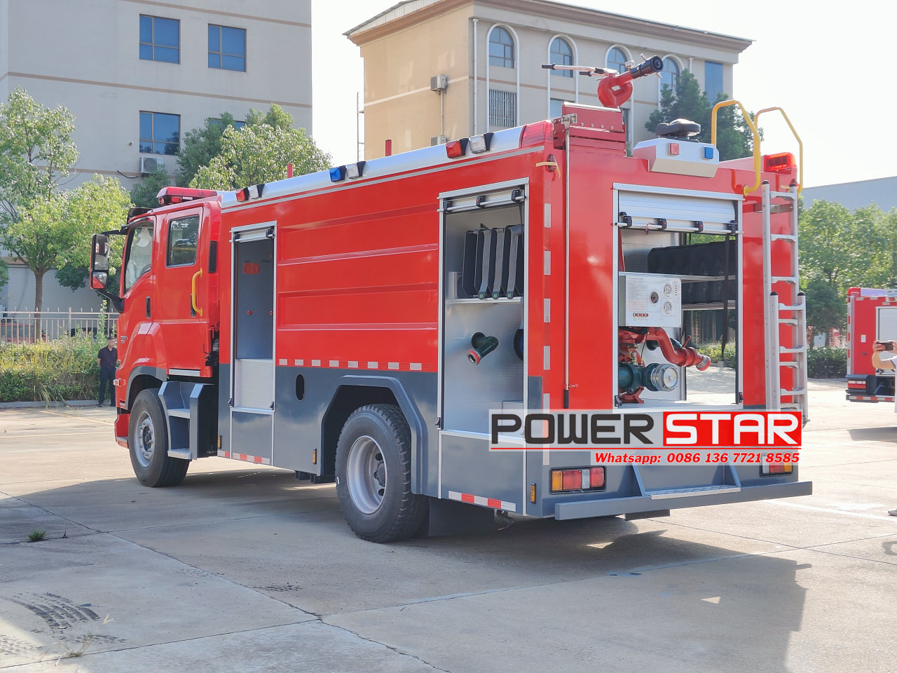 Brand new Isuzu GIGA foam fire truck delivery test