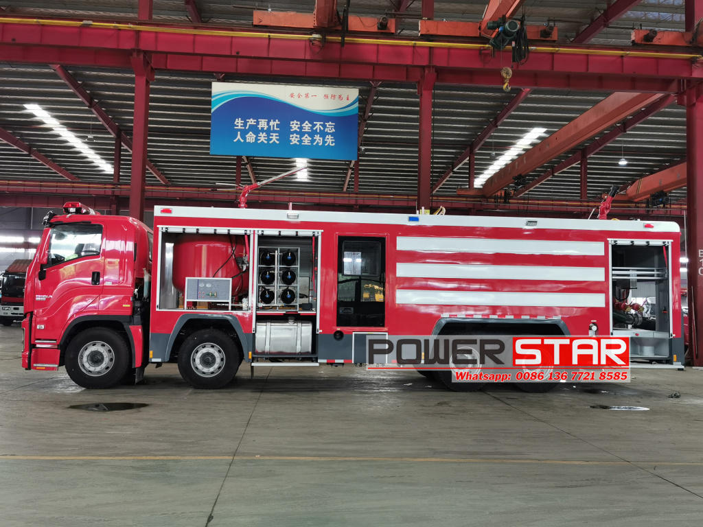 Isuzu Giga dry powder fire vehicle compressed air foam system introduction