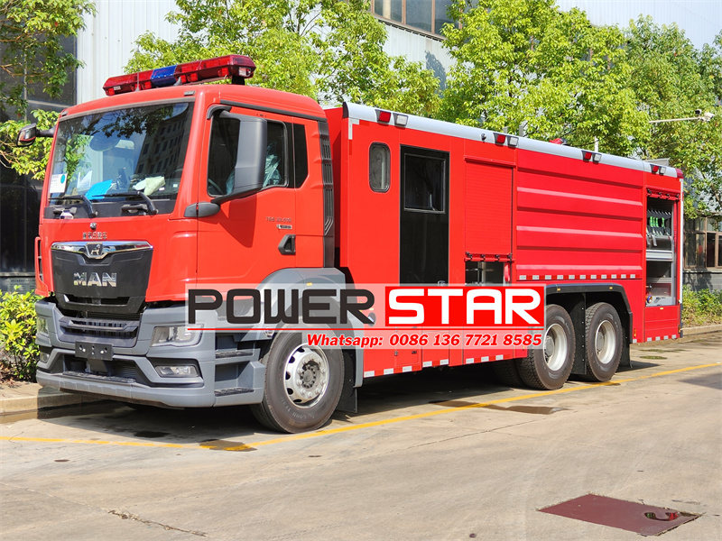 Man fire fighting truck