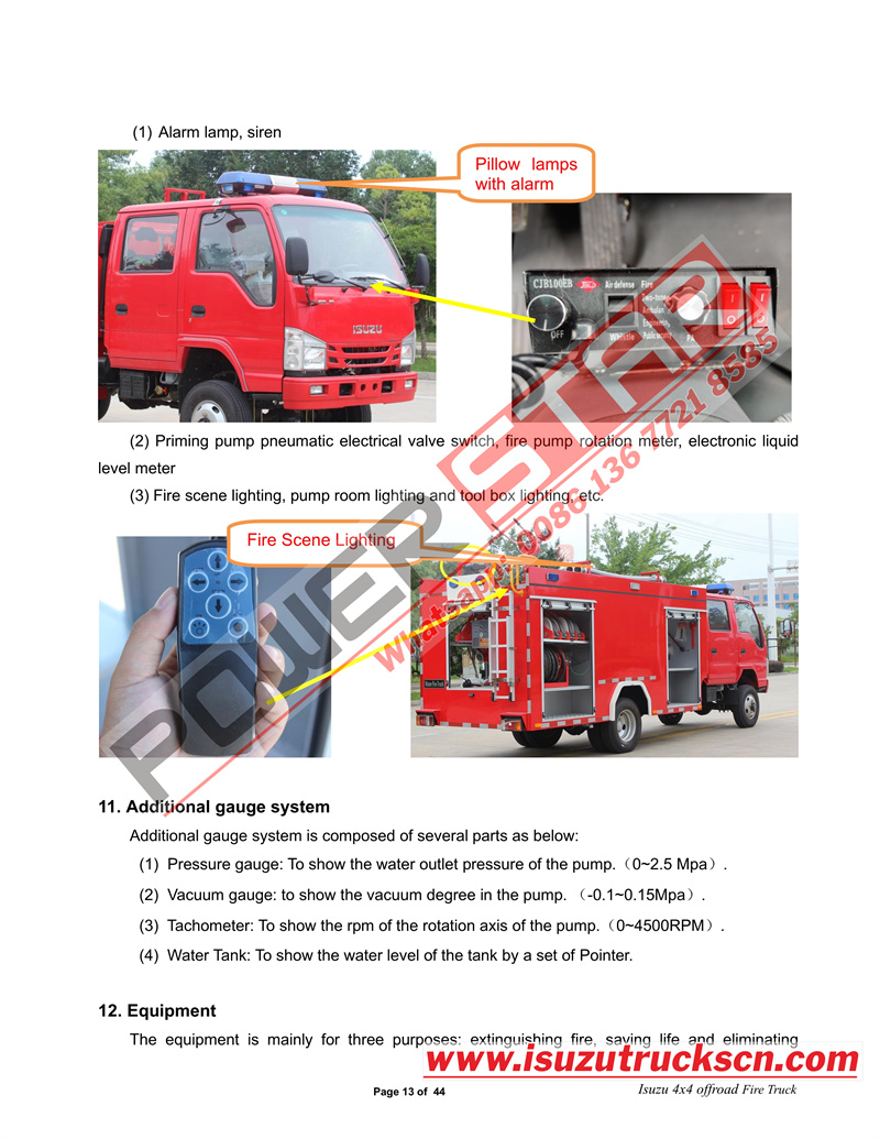 Isuzu fire fighting truck manual