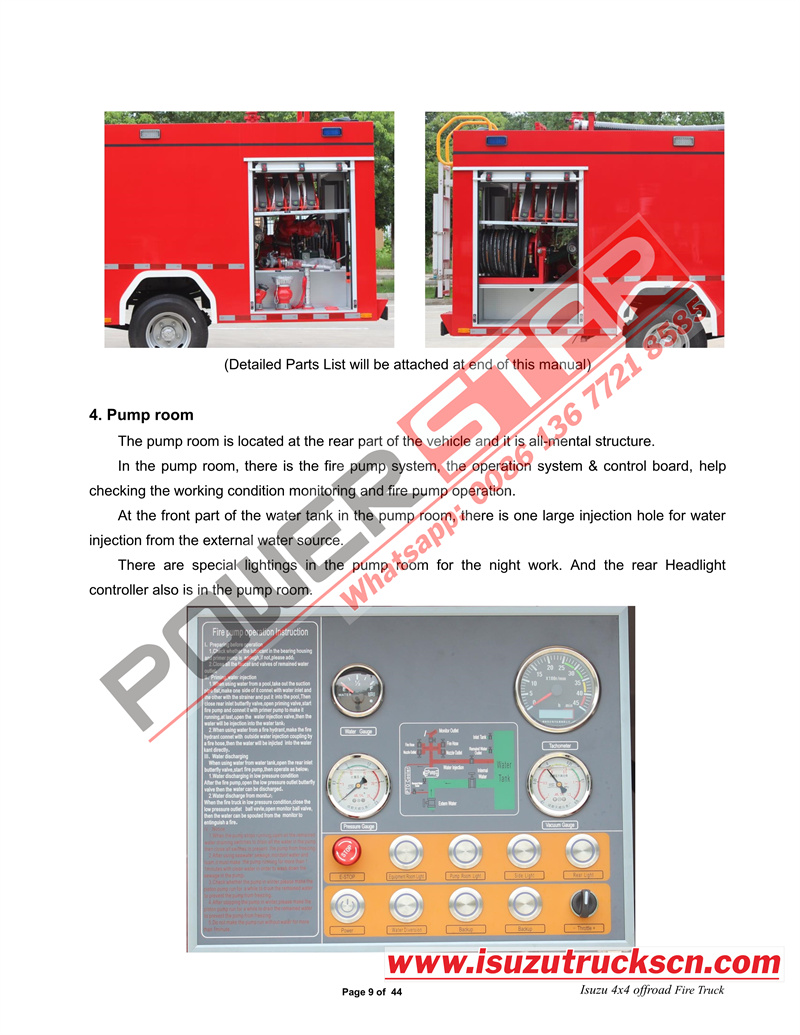 Isuzu fire fighting truck manual