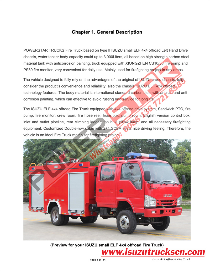 Isuzu mini fire fighting truck manual