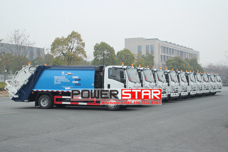 Isuzu rear loader compactor truck