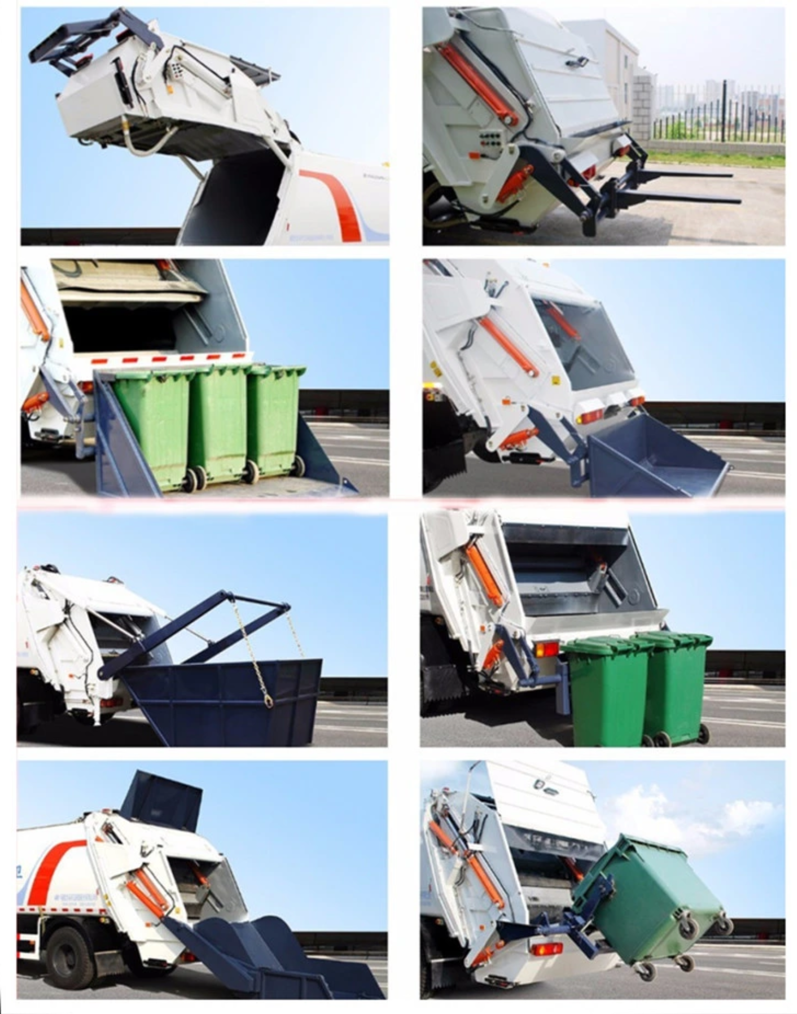 Common rear flipping mechanisms of ISUZU GIGA compression garbage trucks