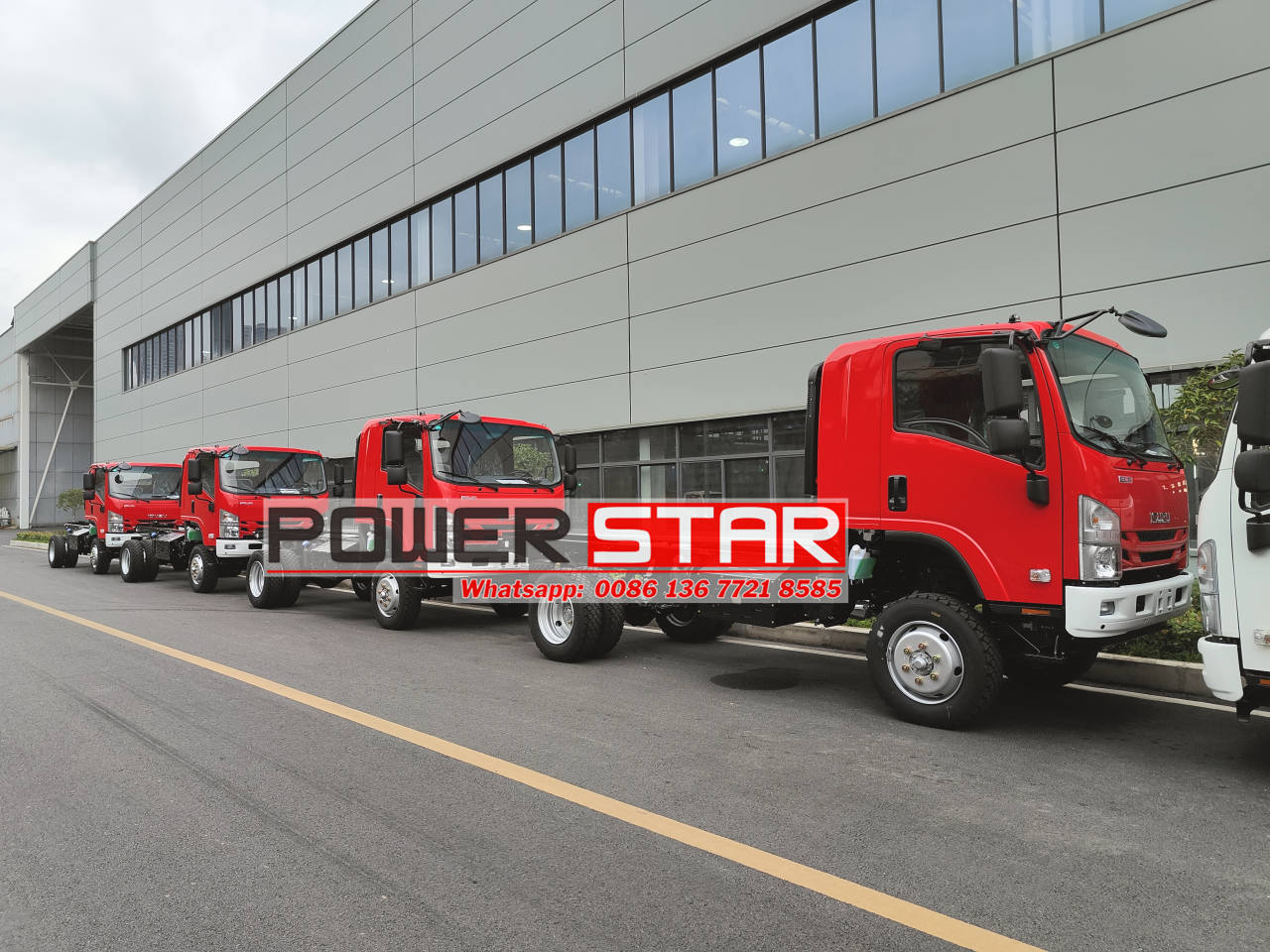 New Isuzu NPR 4X4 All drive cab chassis with off road terrain tires for Fire truck 