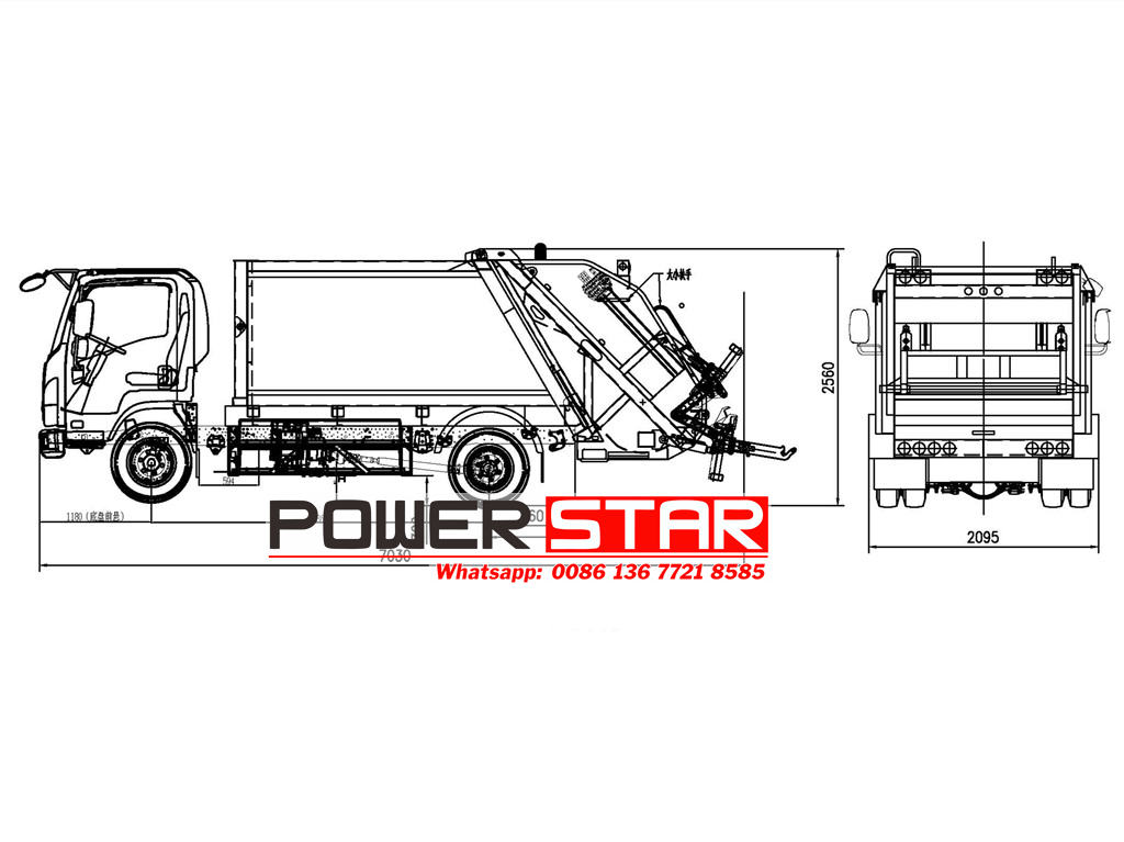 ISUZU electric garbage compactor drawing