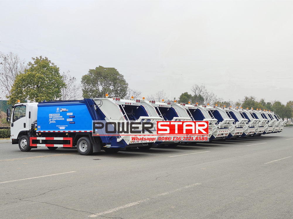 Isuzu split rear loader garbage truck