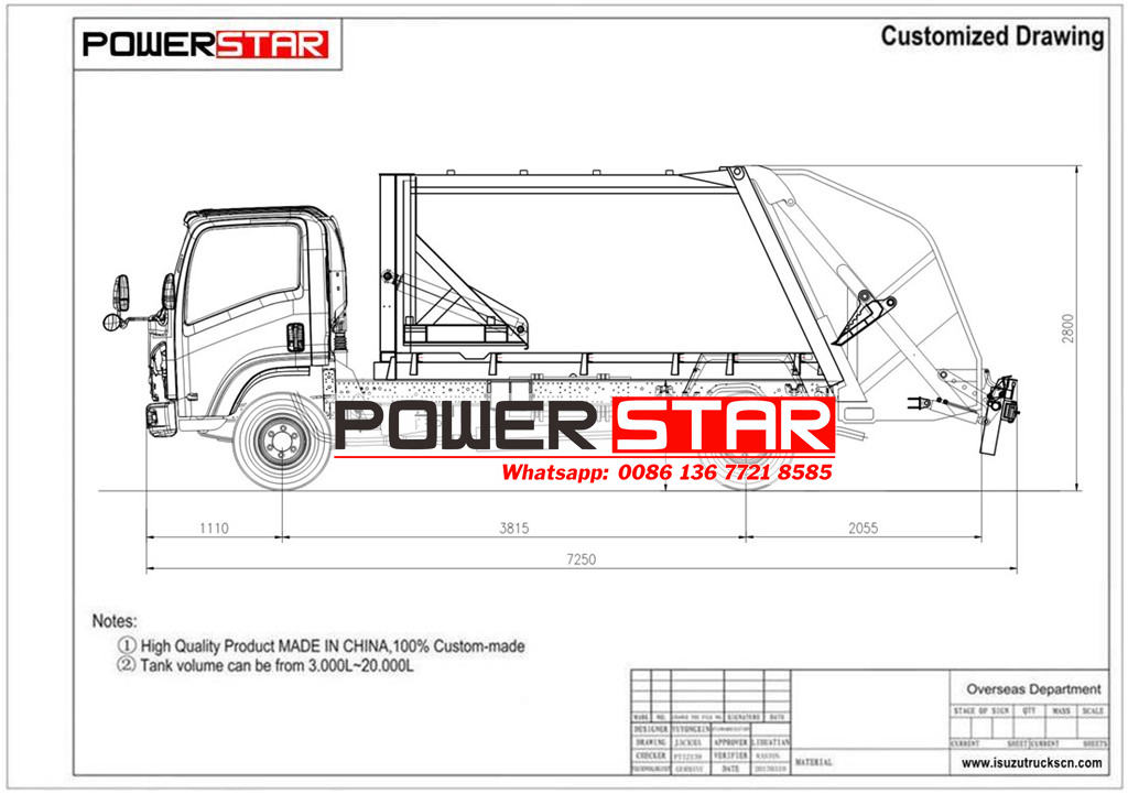 ISUZU NPR 190HP waste compactor truck
