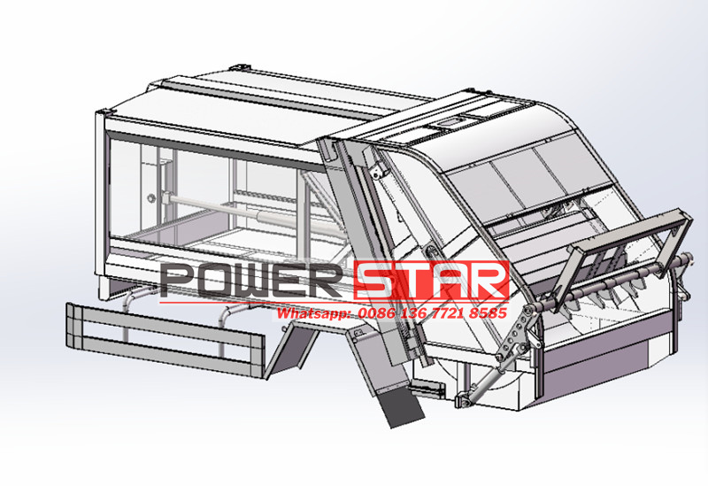 Rear loader garbage truck technical drawing 