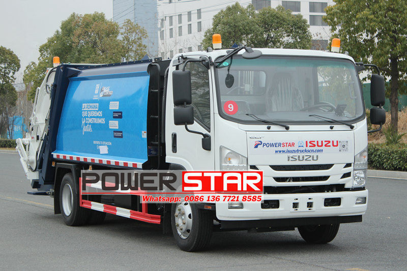 Isuzu rear loader compactor truck