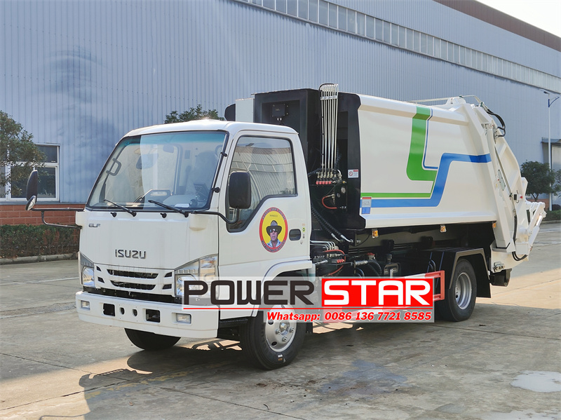 Isuzu 7 cbm hook lift with garbage compactor