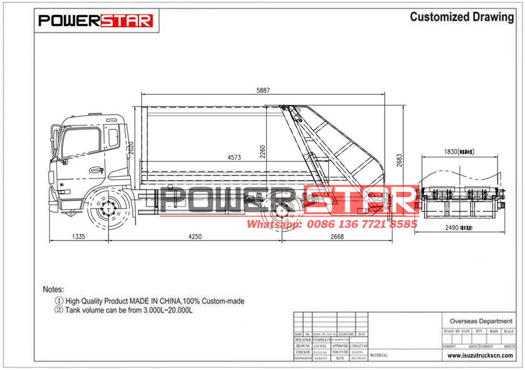 Isuzu GIGA 5X Solid Refuse Compactor Truck drawing