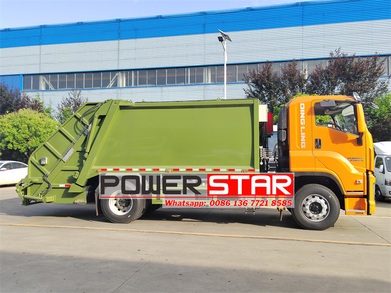 Isuzu rear loader trash truck