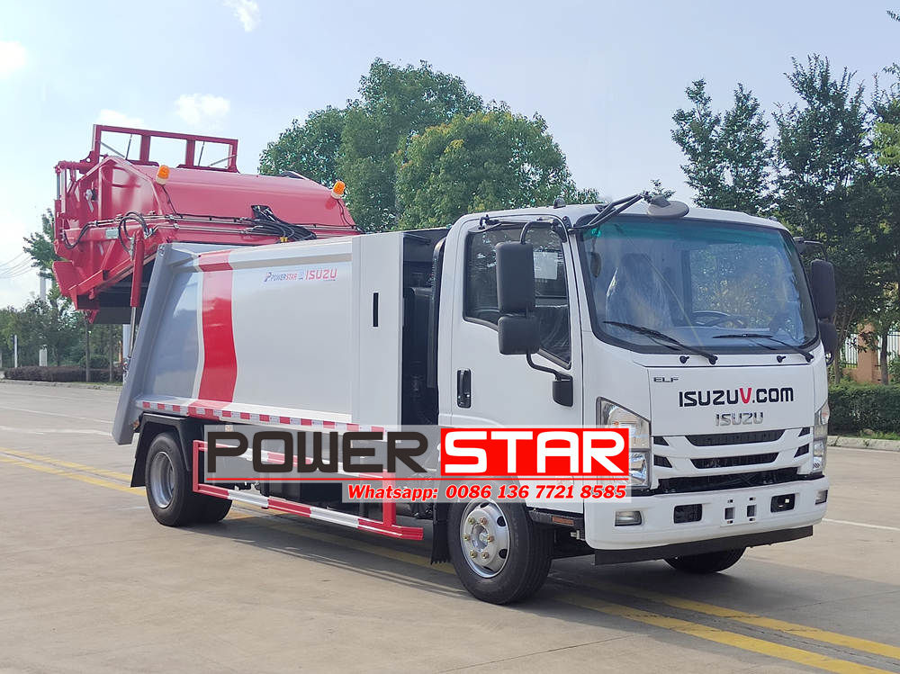 Isuzu side load garbage truck