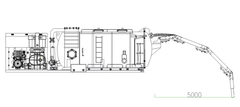 technical drawing for 15m3 Sand stones vacuum truck Isuzu