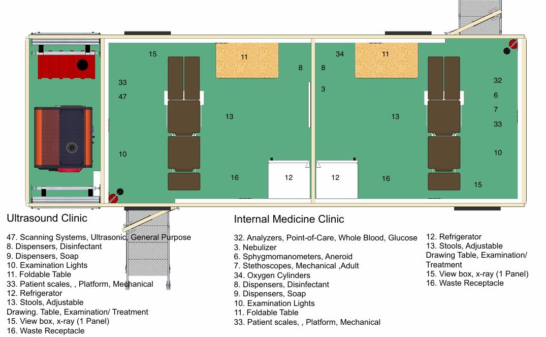 Technical drawing for Philippines ISUZU Mobile Medical Clinic Vehicles