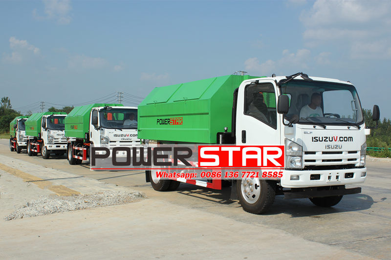 Isuzu hook arm garbage truck