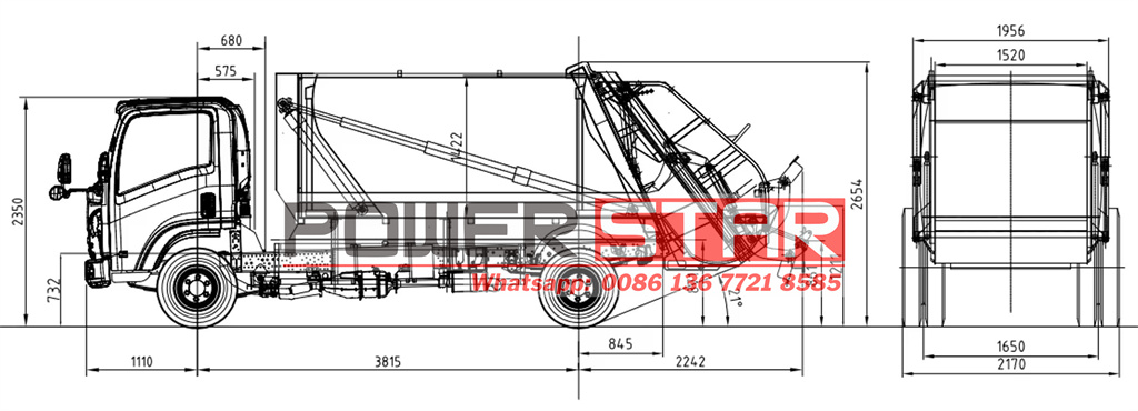 Isuzu refuse compactor truck drawing