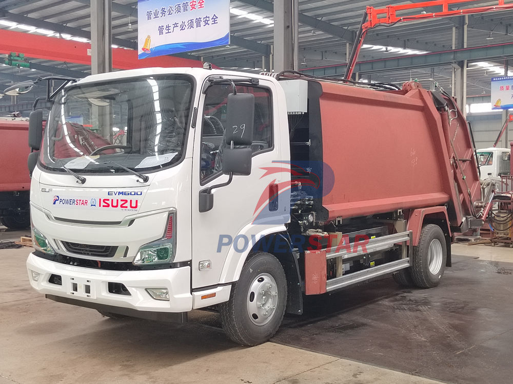 Isuzu EVM600 side load garbage truck