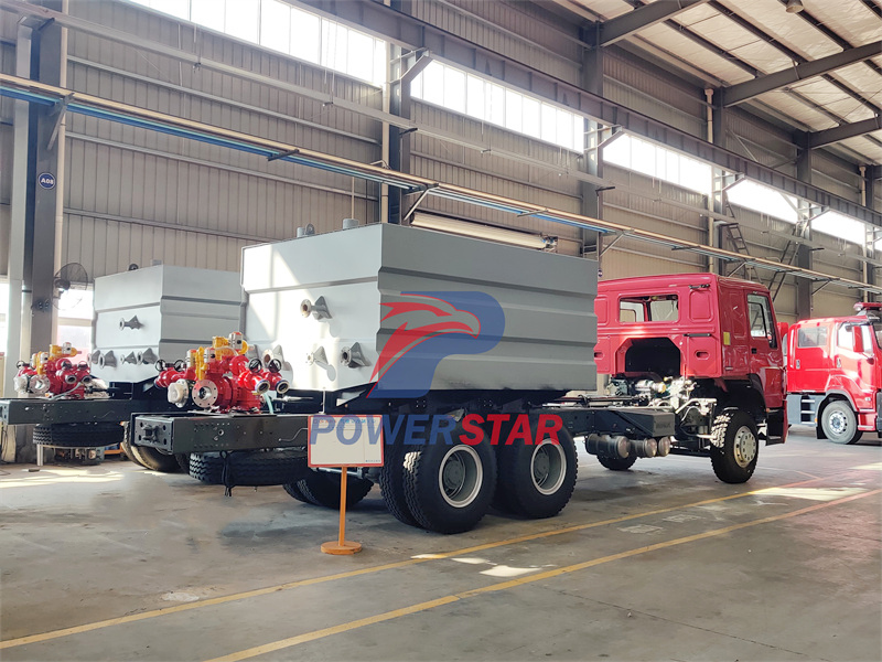Fire truck installation of tanker system and fire pump