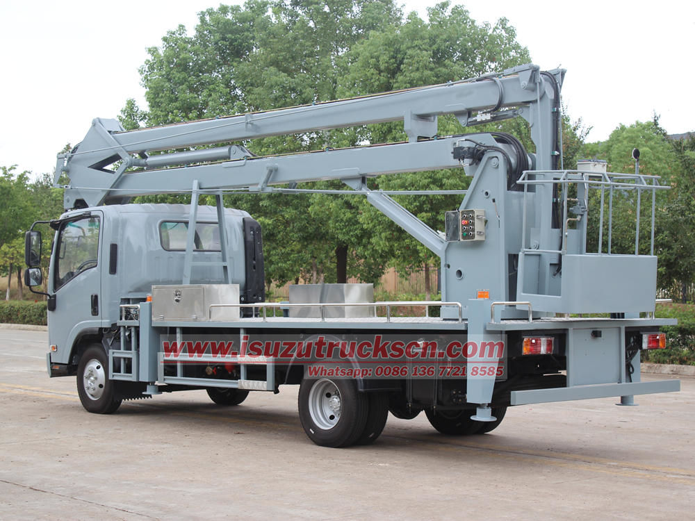 Isuzu aerial bucket truck with knuckle boom