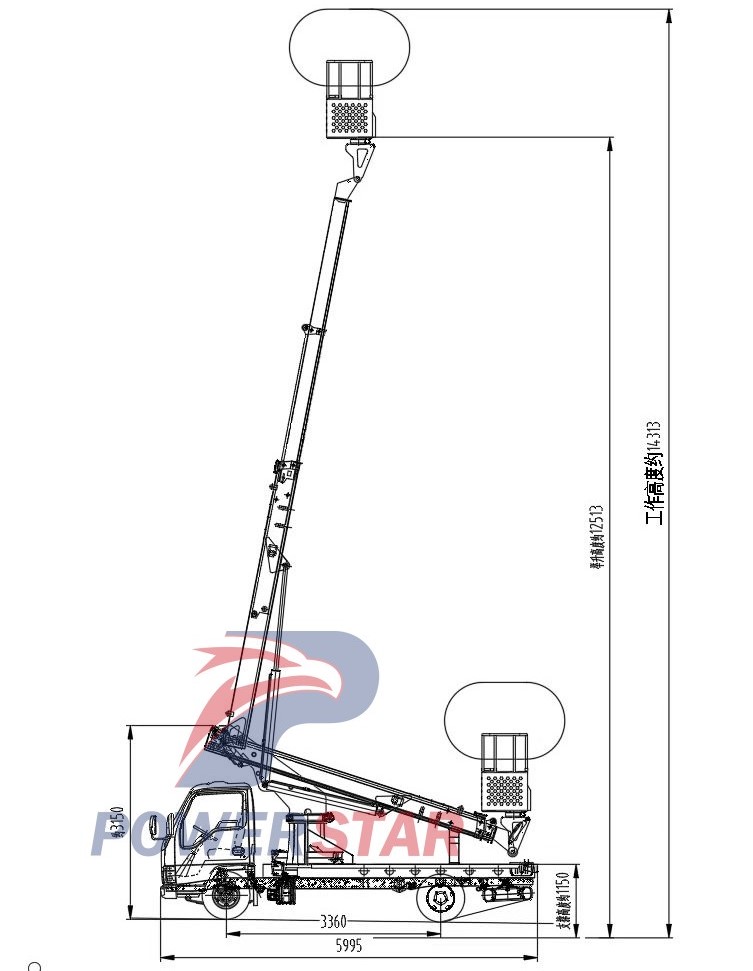 technical drawing of Isuzu 100P aerial platform truck
